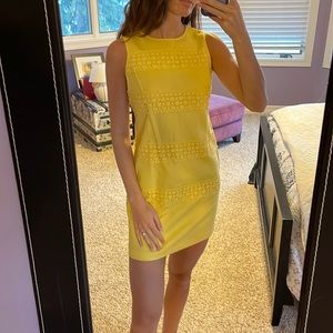 🌼New York & Company Yellow Dress with Crochet Overlay Size 0